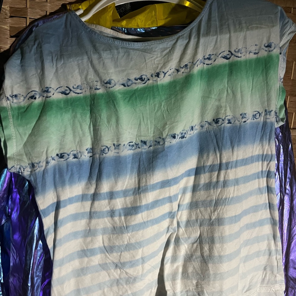 Lauren Ralph Lauren Blue and Green Relaxed Short Sleeve Tee